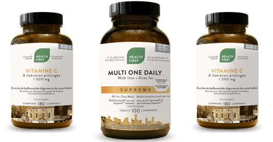Recommandation de la semaine : Multi One Daily avec Fer Suprême & Vitamine C 1000mg à libération prolongée de Health First - La Boite à Grains