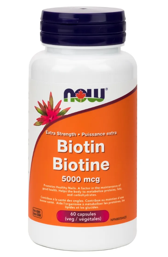 now biotine 5000 mcg puissance extra 60 caps - La Boite à Grains
