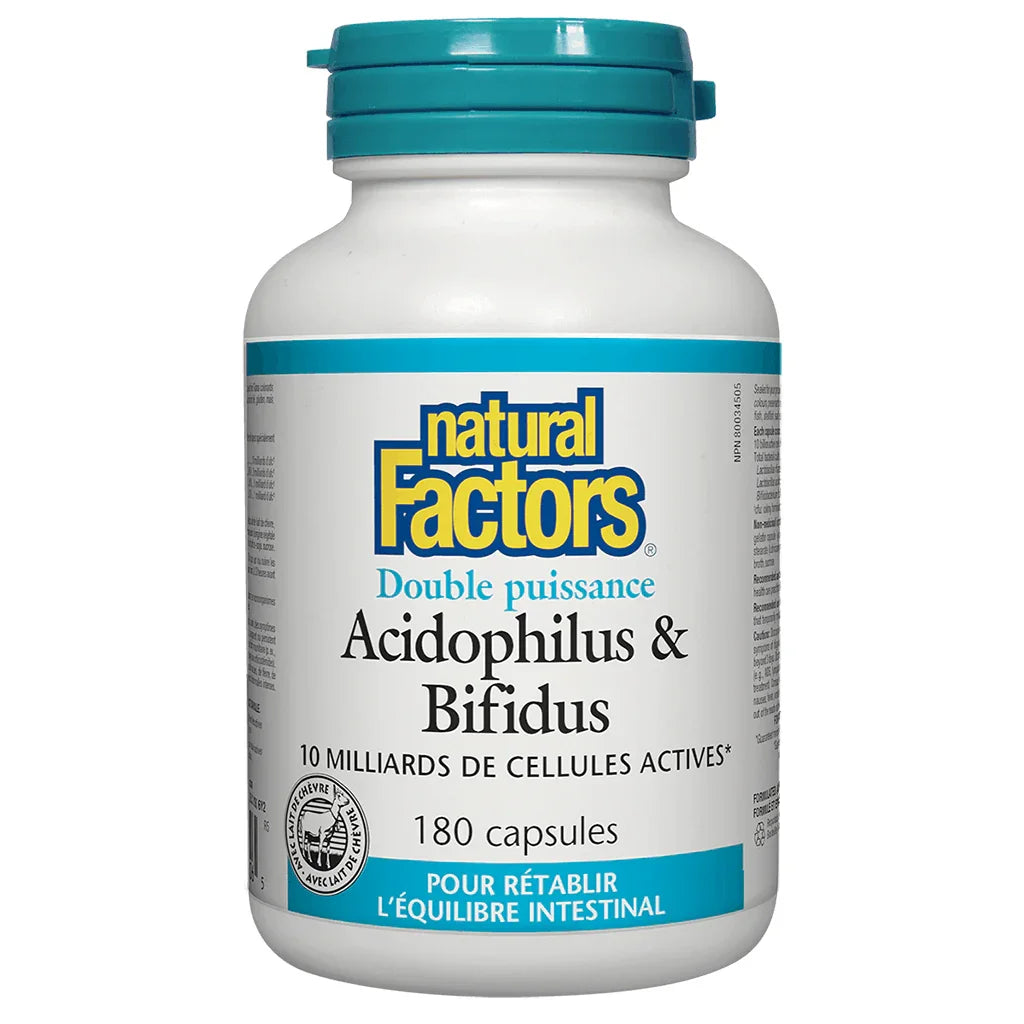 Acidophilus & Bifidus Double Puissance Natural Factors - La Boite à Grains