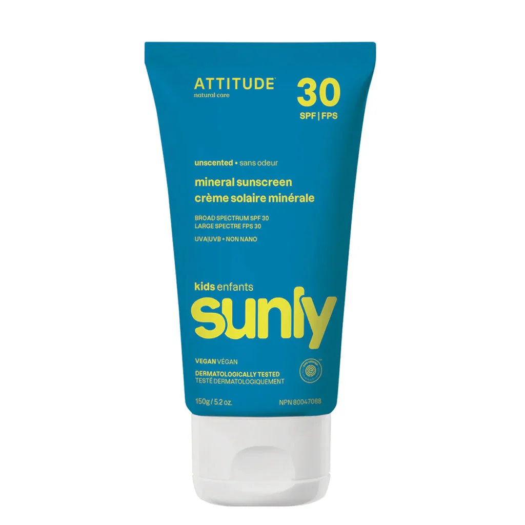 Attitude crème solaire minérale enfants Sunly FPS 30 sans odeur 150 g - La Boite à Grains