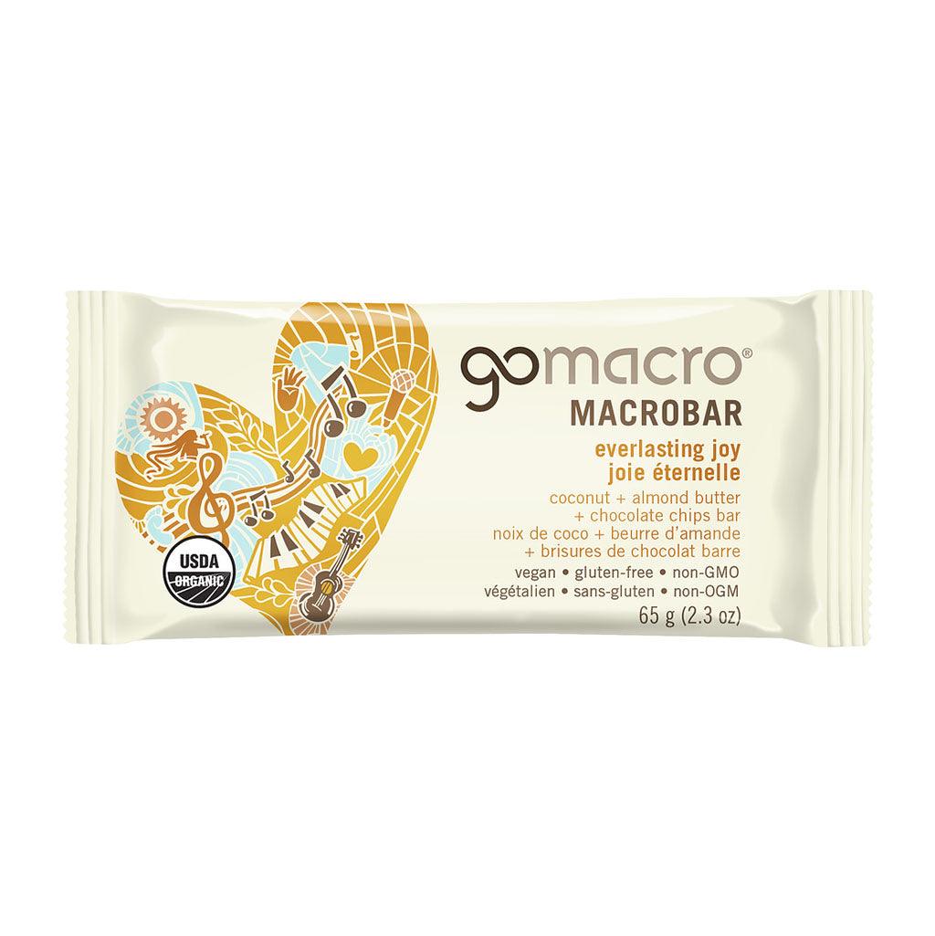 Barre Joie Éternelle Noix de Coco Beurre d'Amande Brisures de Chocolat GoMacro - La Boite à Grains
