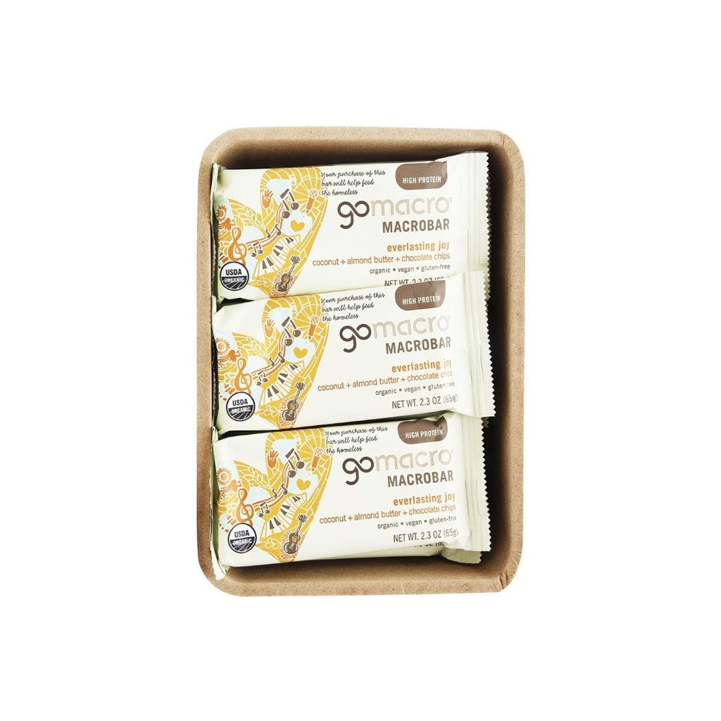 Barre Joie Éternelle Noix de Coco Beurre d'Amande Brisures de Chocolat GoMacro - La Boite à Grains