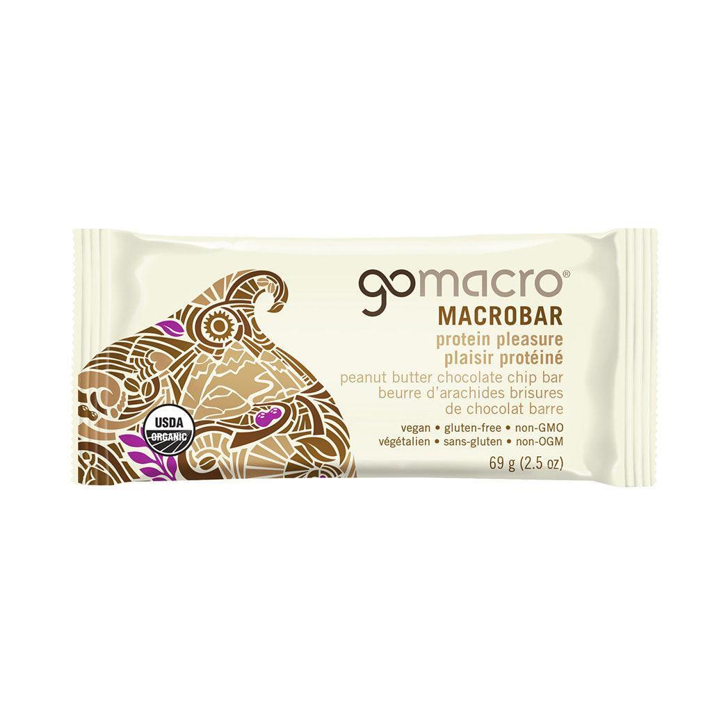 Barre Plaisir Protéiné Beurre d'Arachides Brisures de Chocolat GoMacro - La Boite à Grains