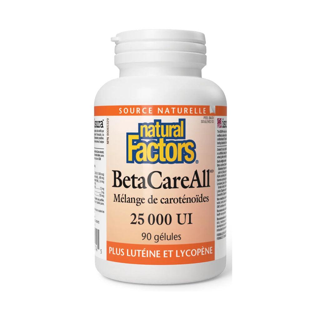 BetaCareAll 25000 UI Mélange de Caroténoïdes Natural Factors - La Boite à Grains