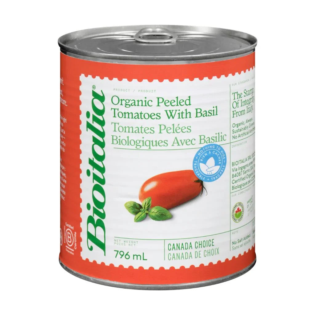 tomates pelées biologiques avec basilic Bioitalia - La Boite à Grains