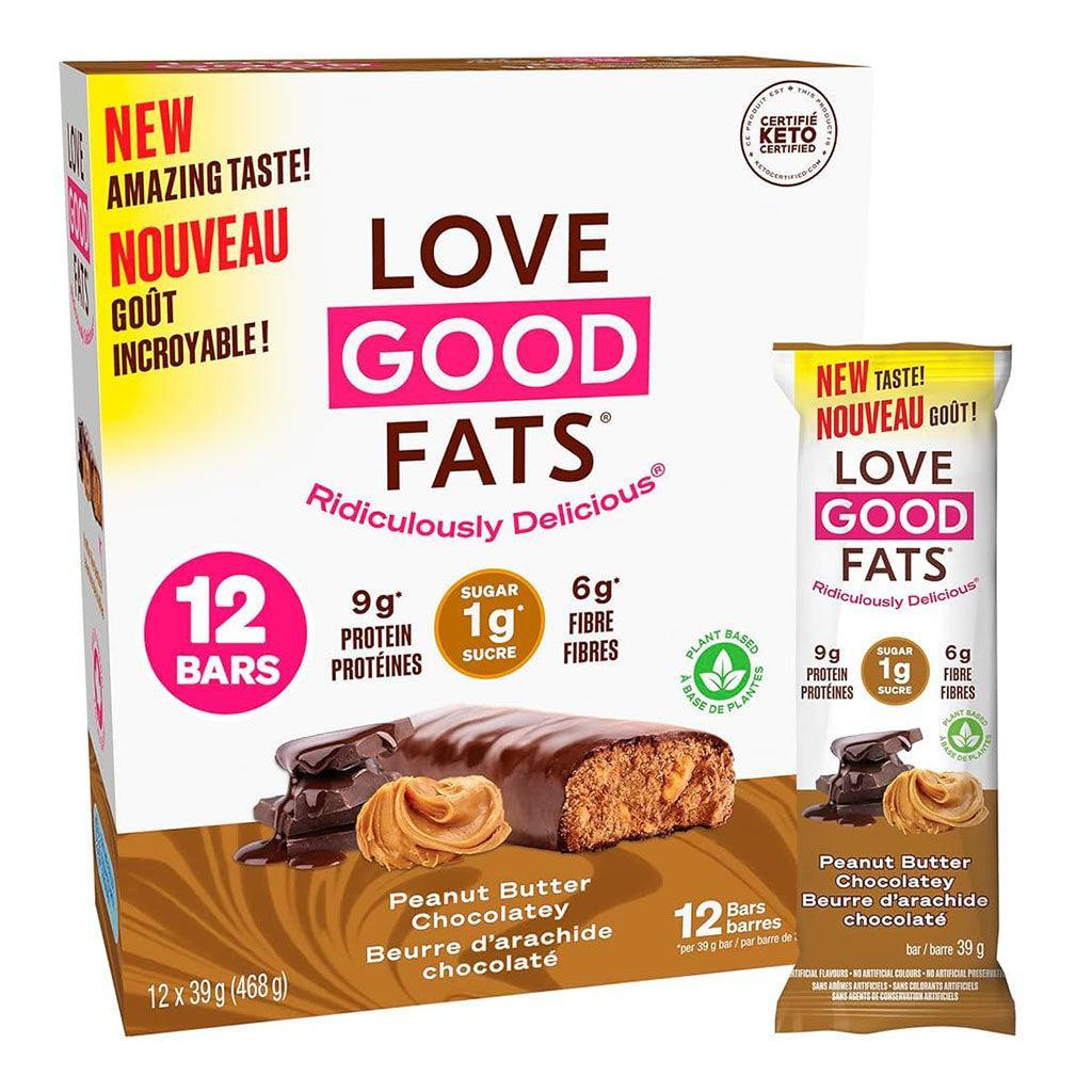 Box of 12 Love Good Fats Peanut Butter and Chocolate Bars