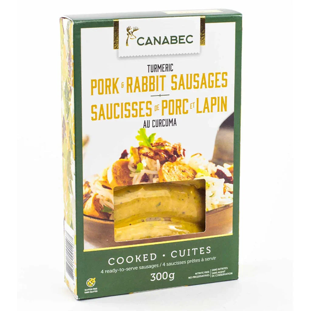 Canabec turmeric pork and rabbit sausages - La Boite à Grains