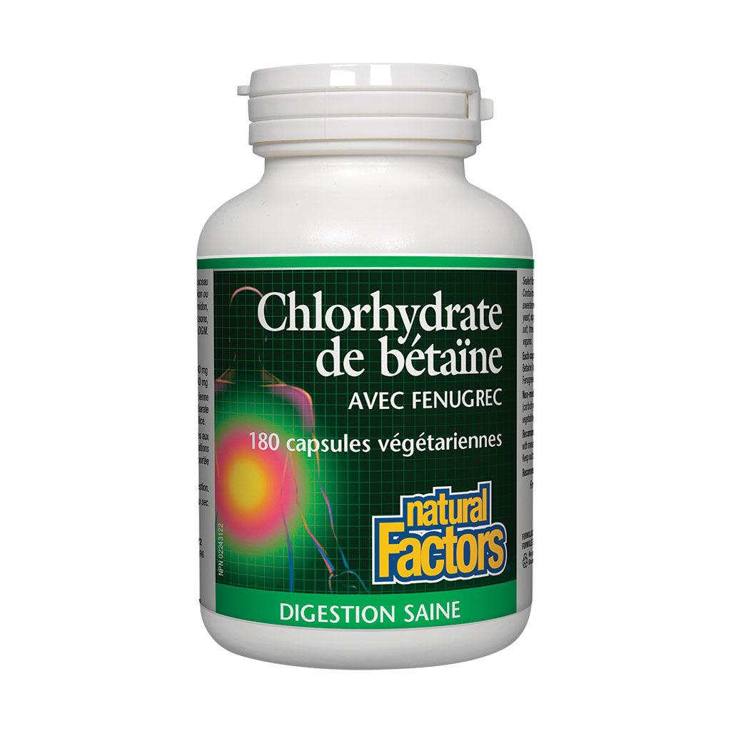 Chlorhydrate de Bétaïne avec Fenugrec Natural Factors - La Boite à Grains