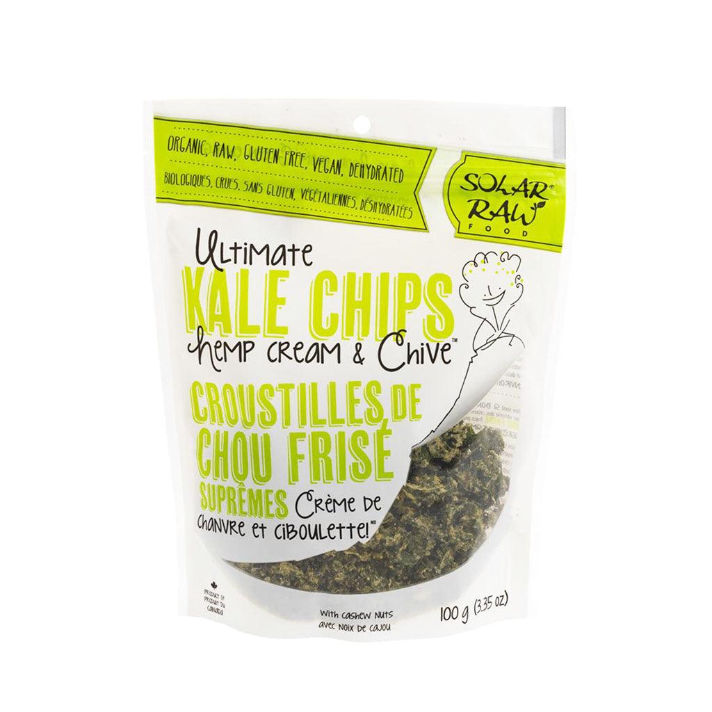 Croustilles de Chou Frisé Suprêmes Crème de Chanvre et Ciboulette Solar Raw Food - La Boite à Grains