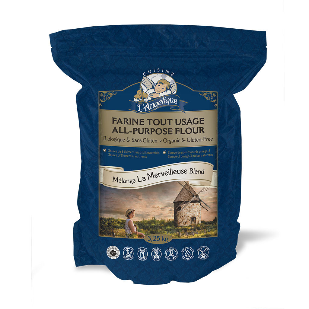 cuisine l'angélique farine tout usage mélange la merveilleuse biologique sans gluten 3.25 kg