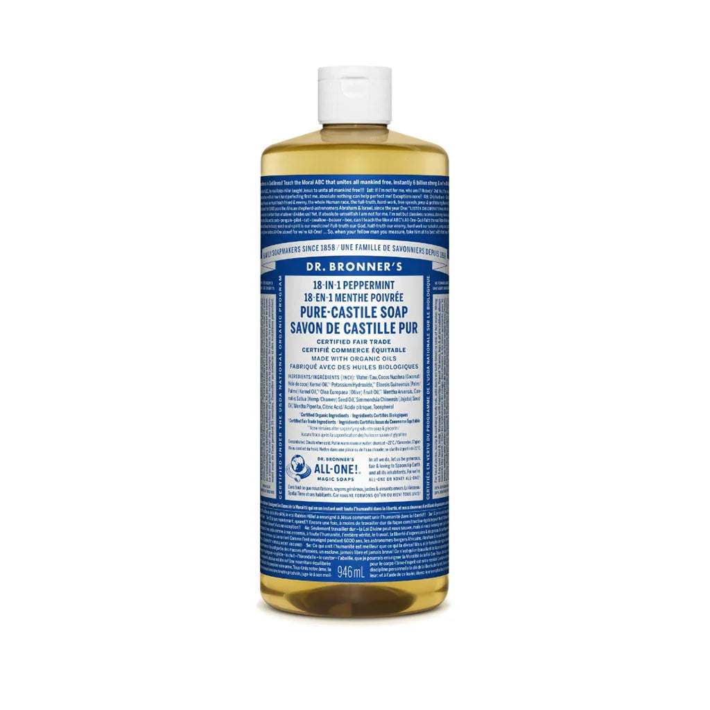 dr bronner's pure castile soap peppermint 946 ml