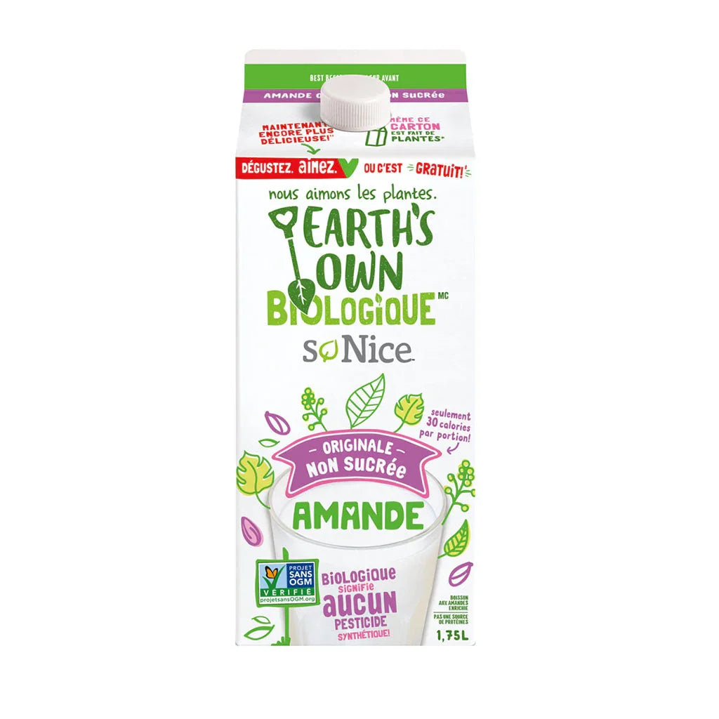 earth's own so nice biologique amande originale non sucrée 1.75 litre