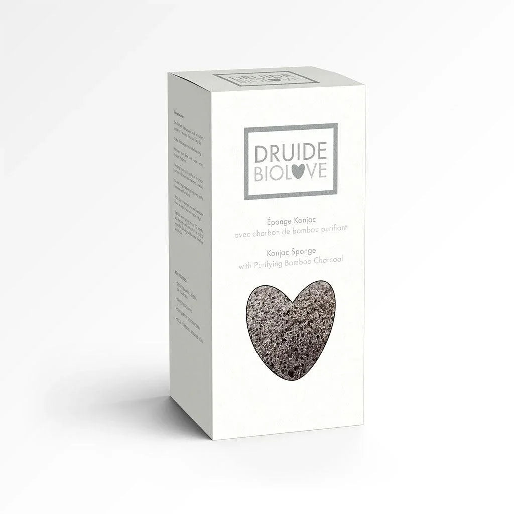 Éponge Konjac avec Charbon de Bambou Purifiant Druide - La Boite à Grains