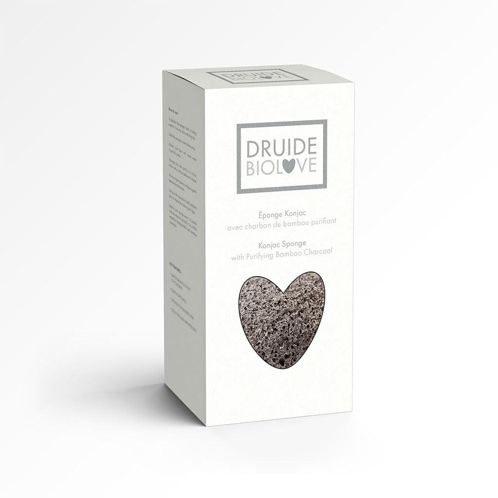 Éponge Konjac avec Charbon de Bambou Purifiant Druide - La Boite à Grains