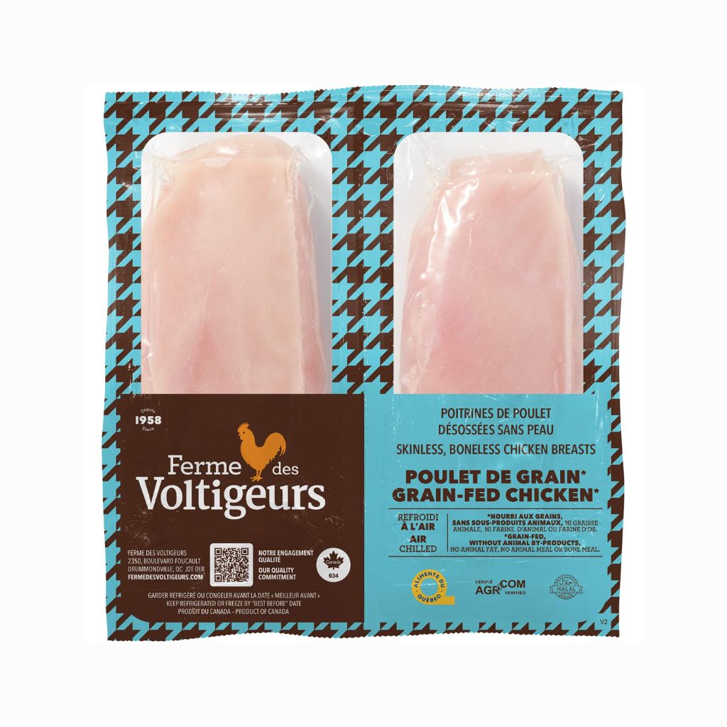 poitrines de poulet de grain désossées sans peau Ferme des Voltigeurs - La Boite à Grains