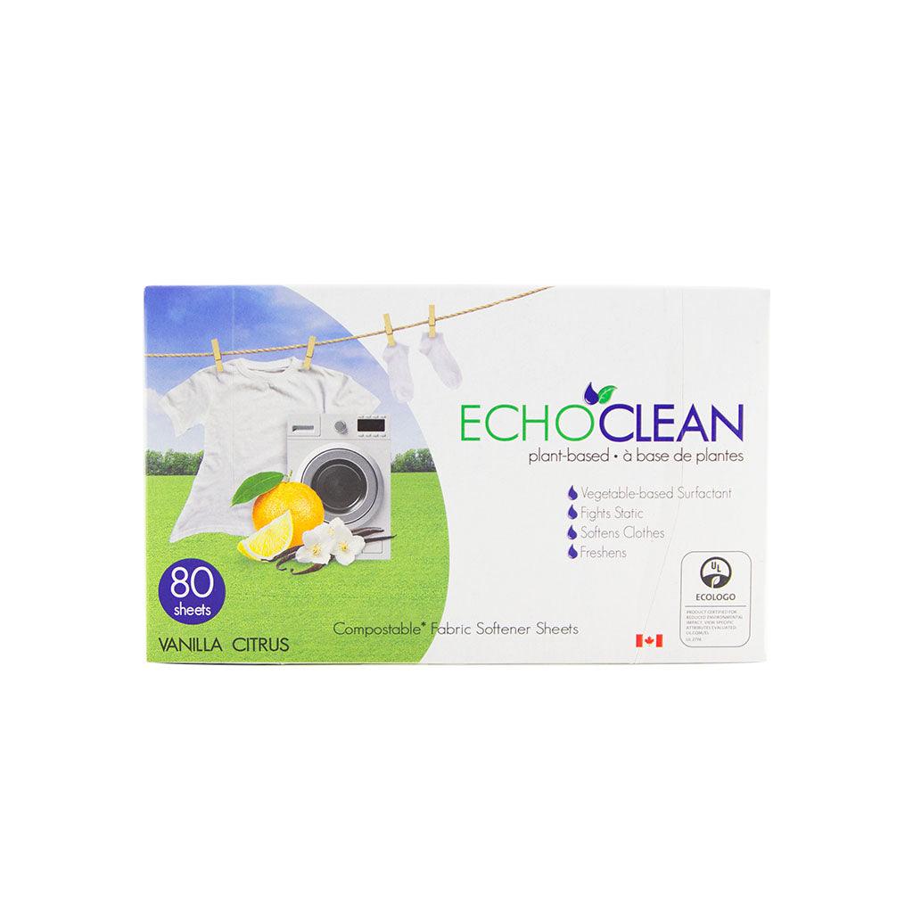 Feuilles d'Assouplissant Compostables Citrus Vanille EchoClean - La Boite à Grains