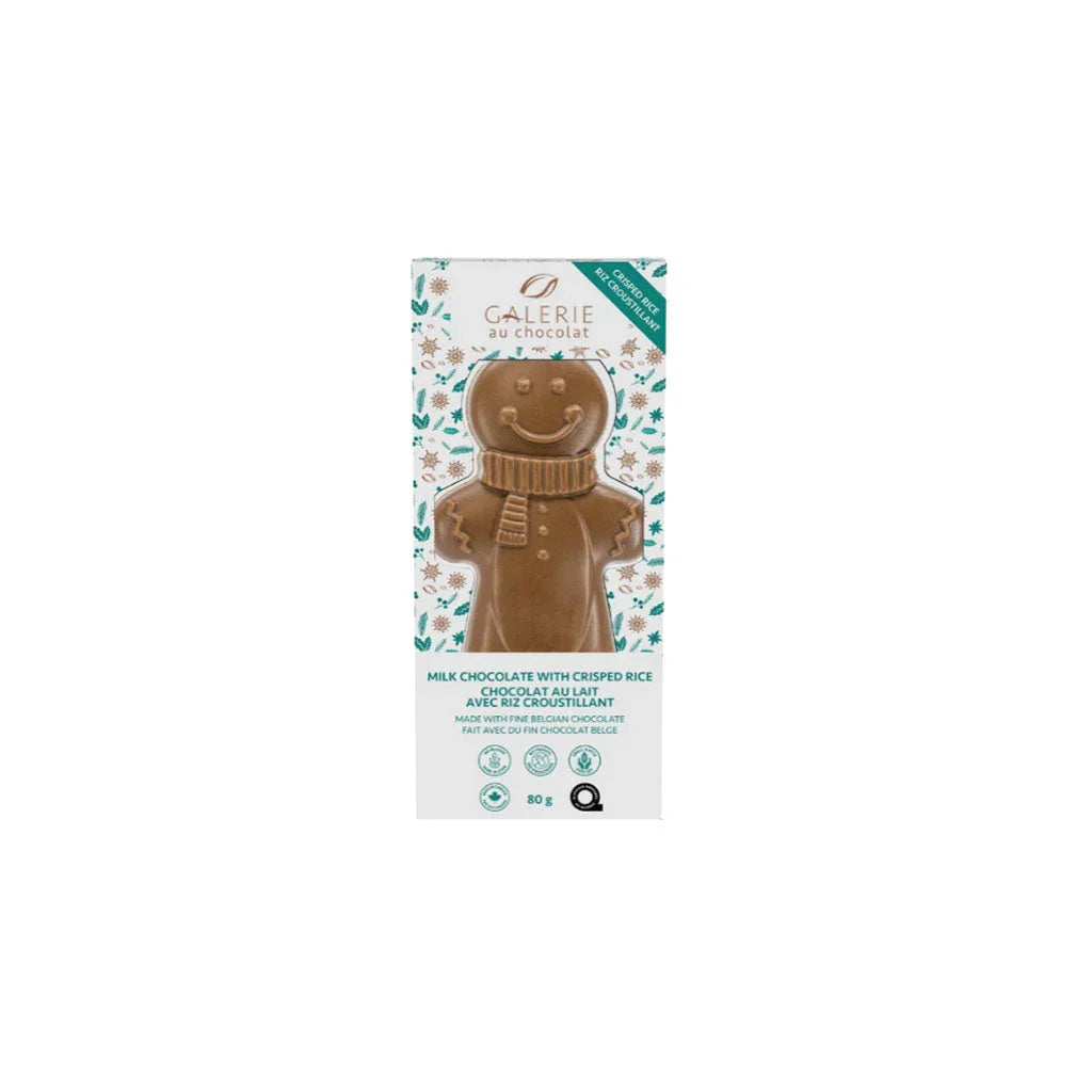 bonhomme de neige chocolat au lait riz croustillant Galerie au Chocolat - La Boite à Grains