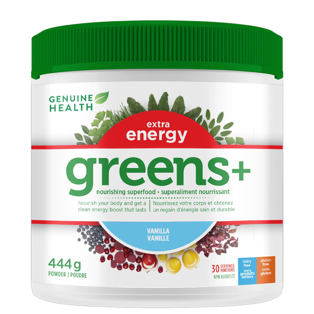 Genuine health greens+ extra energy vanille 444 g - La Boite à Grains