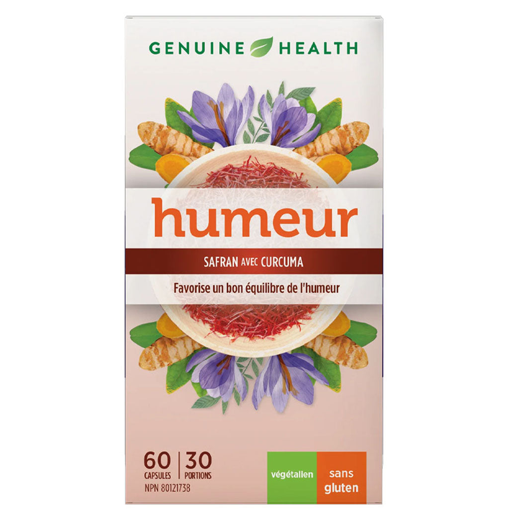 Genuine health humeur safran avec sauge avec curcuma 60 capsules - La Boite à Grains