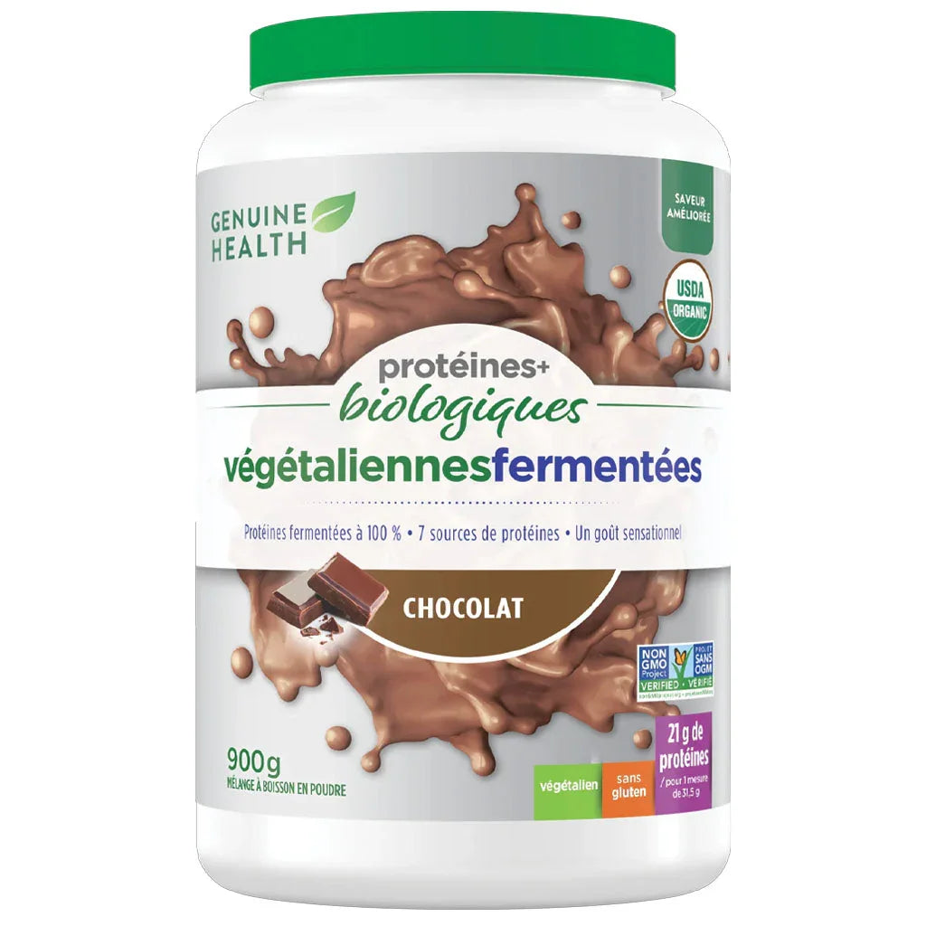 Genuine health organic fermented vegan proteins chocolate 900 g - La Boite à Grains