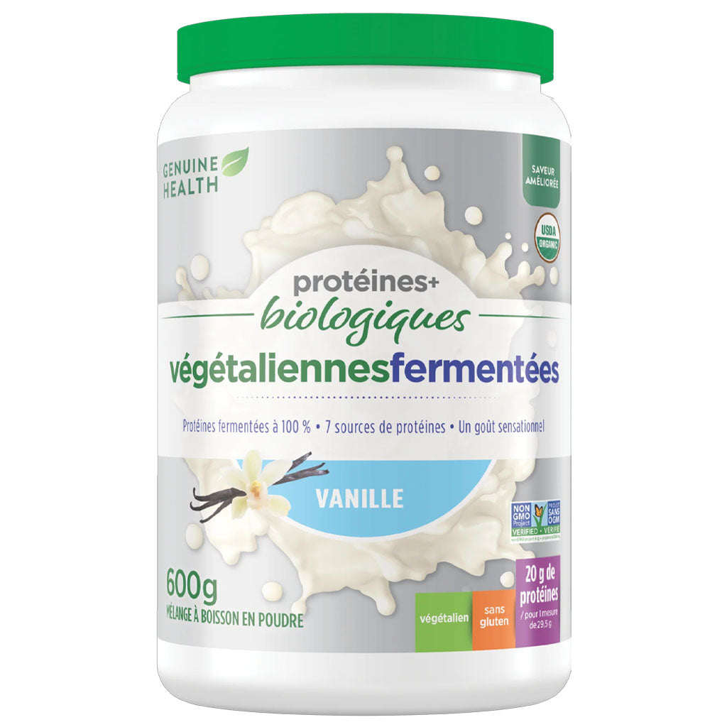 Genuine health protéines végétaliennes fermentées bio vanille 600 g - La Boite à Grains