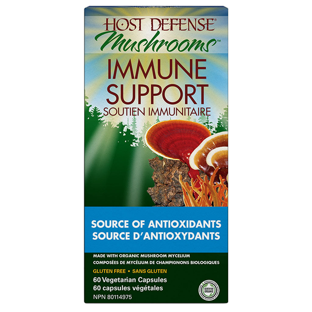 host defense mushrooms soutien immunitaire immune support source d'antioxydants 60 capsules végétales - la boite à grains