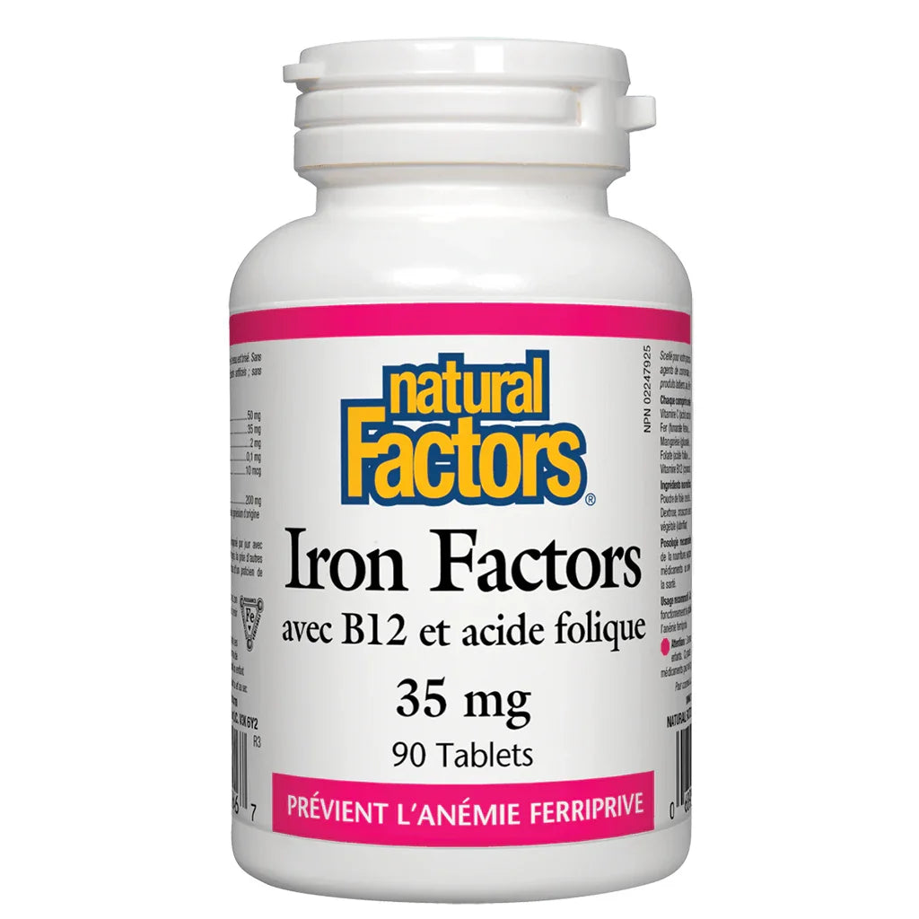 Iron Factors with B12 and Folic Acid Natural Factors - La Boite à Grains