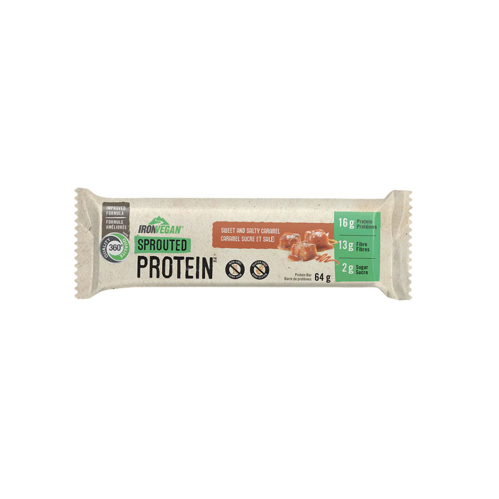 barre caramel sucré et salé Sprouted Protein Iron Vegan - La Boite à Grains