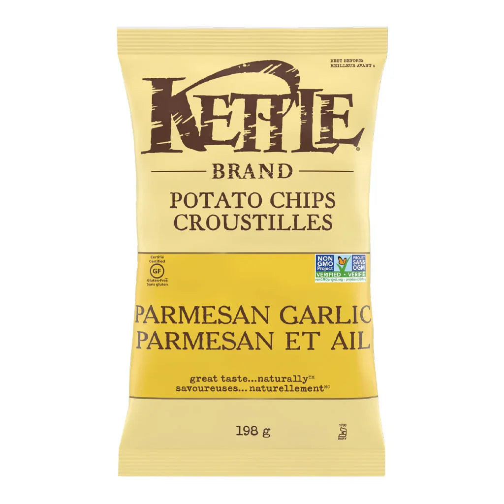 kettle parmesan and garlic chips 198 g - the grain box