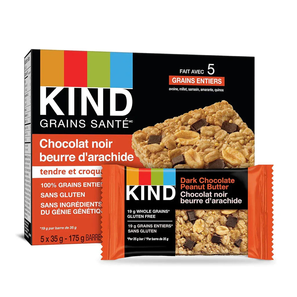 kind barre granola chocolat noir beurre d'arachide 5 x 35 g - La Boite à Grains
