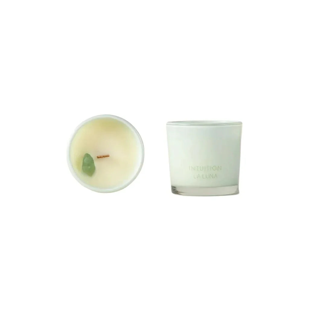 La Luna scented candle infused with Intuition Fluorite crystals - La Boite à Grains