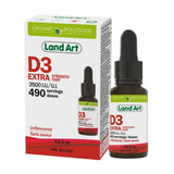 Vitamine D3 Biologique Extra Fort 2500 UI Land Art - La Boite à Grains