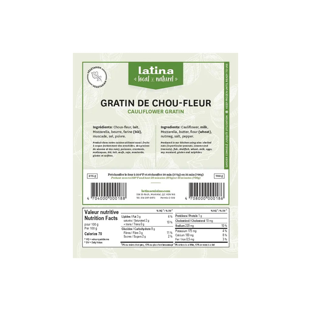 gratin de chou-fleur Latina - La Boite à Grains