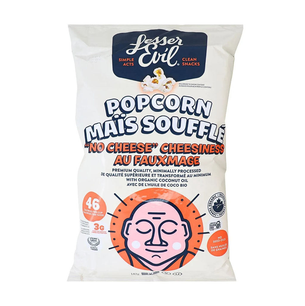 popcorn maïs soufflé cheesiness au fauxmage Lesser Evil - La Boite à Grains