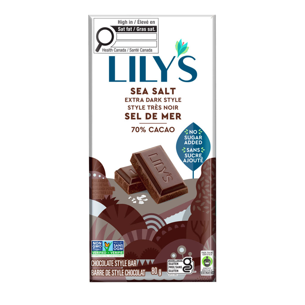 barre chocolatée très noir sel de mer Lily's - La Boite à Grains