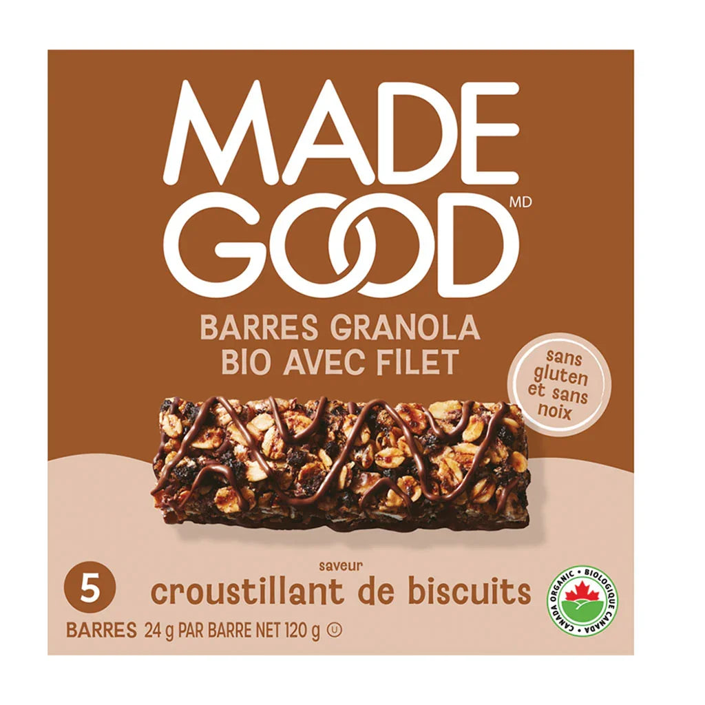 organic granola bars with crunchy drizzle of Made Good biscuits - La Boite à Grains