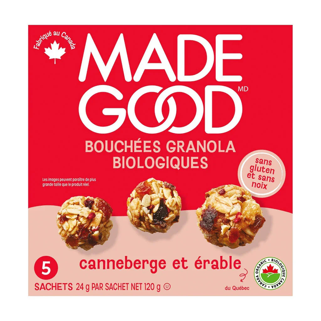 bouchées granola biologiques canneberge érable biologiques Made Good - La Boite à Grains