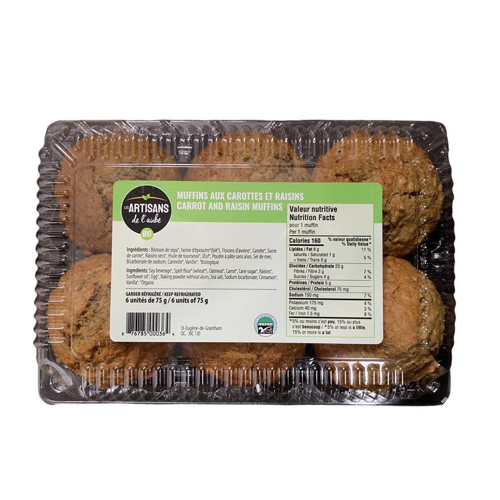 Organic Carrot and Raisin Muffins Les Artisans de l'Aube - La Boite à Grains