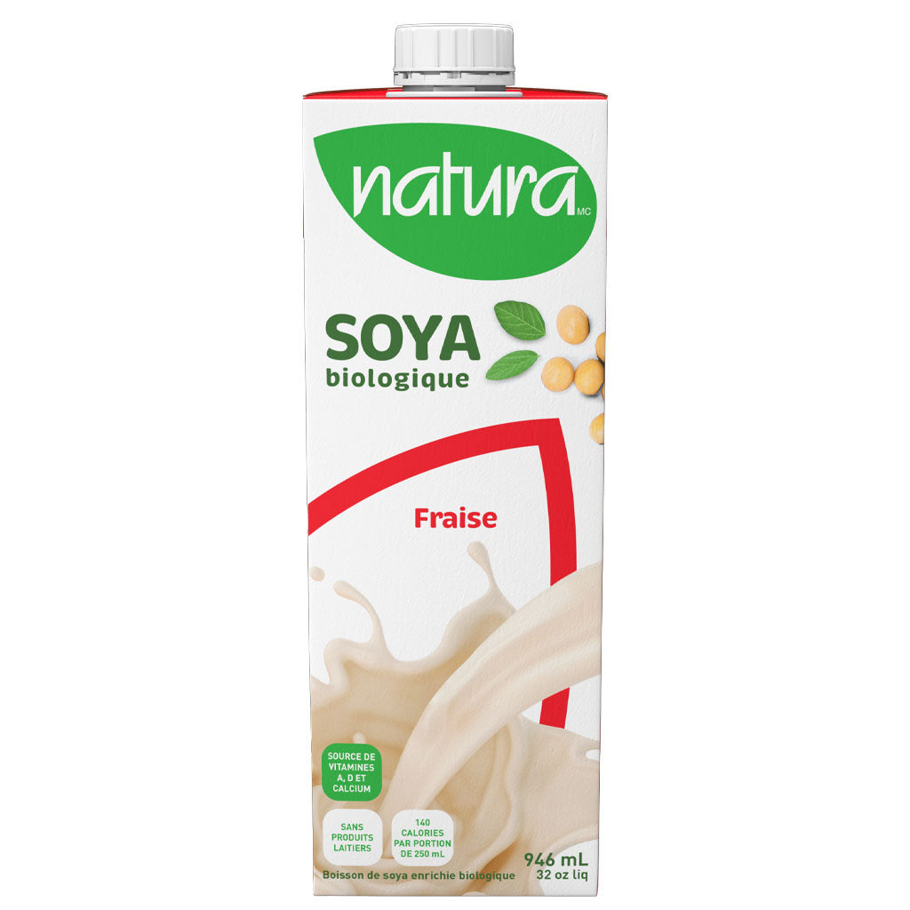 Natur-a boisson de soya fraise biologique 946 ml - La Boite à Grains