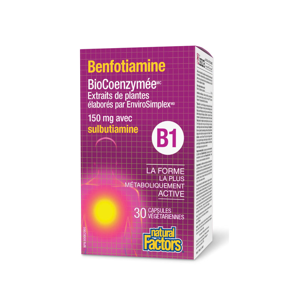 natural factors benfotiamine biocoenzymée 150 mg 30 capsules végétariennes