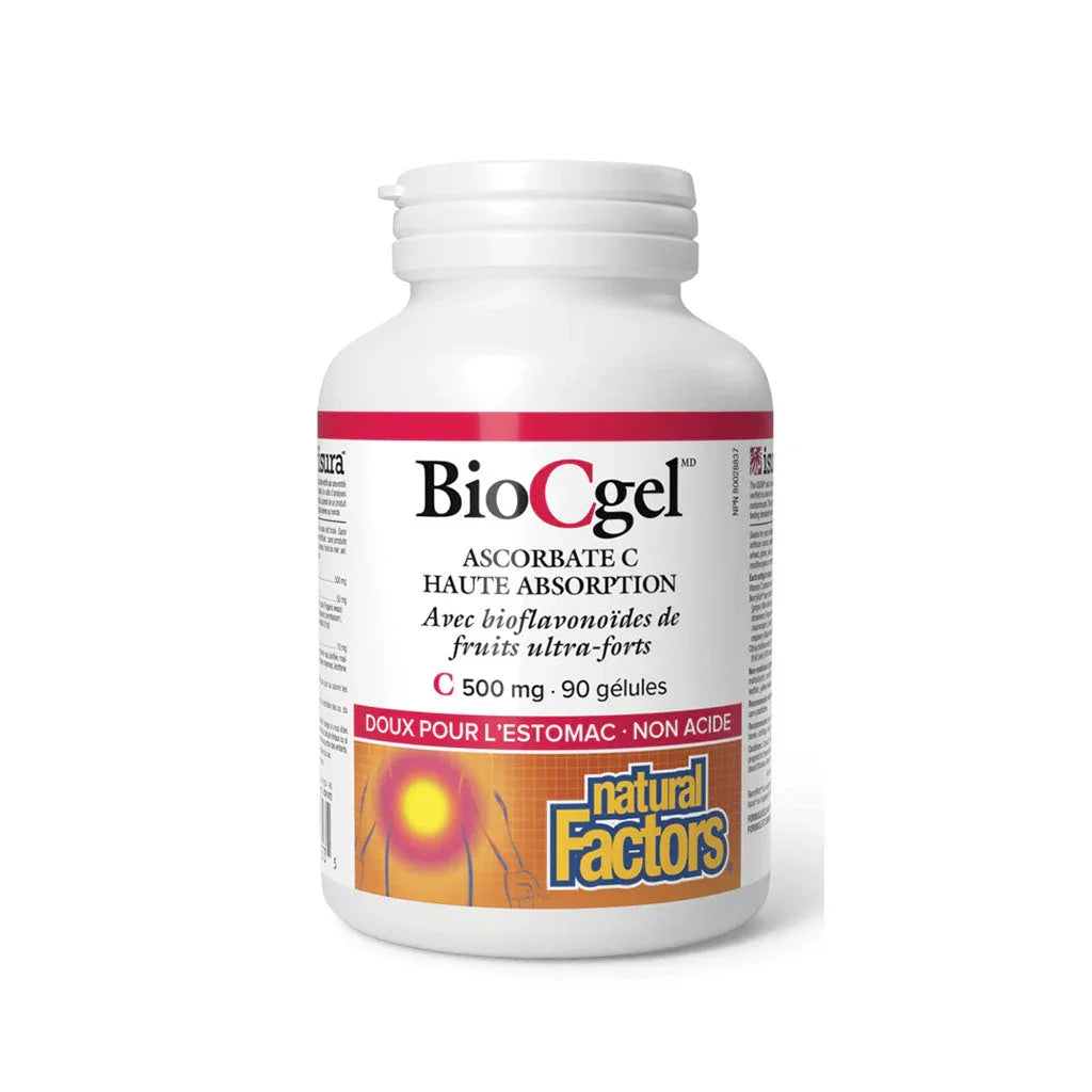 natural factors biocgel ascorbate c haute absorption 500 mg 90 gélules - La Boite à Grains