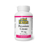 natural factors citrate potassium 99 mg 90 comprimés - La Boite à Grains