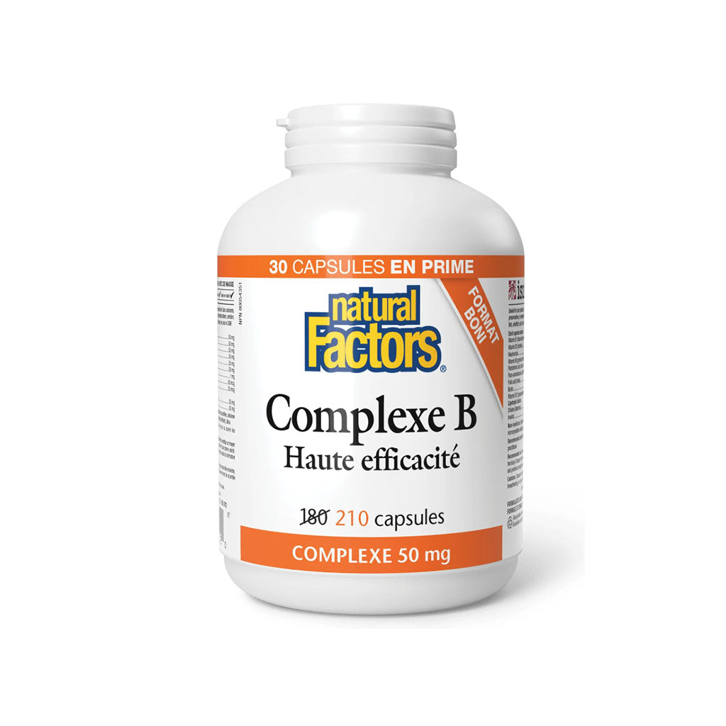 natural factors complexe b haute efficacité 210 capsules - La Boite à Grains