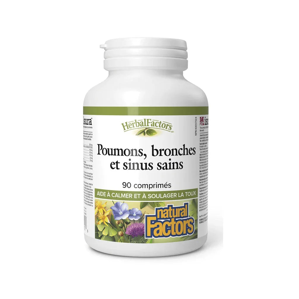 natural factors poumons bronches et sinus sains 90 comprimés - La Boite à Grains
