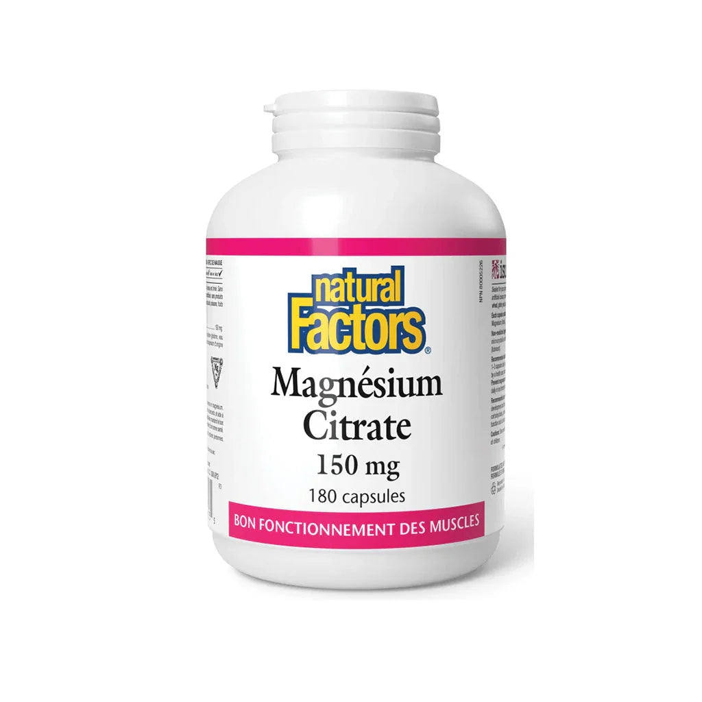 natural factors magnesium citrate 150 mg 180 capsules - La Boite à Grains