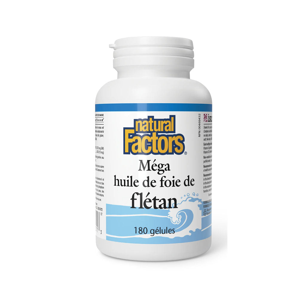 natural factors méga huile de foie de flétan 180 gélules - La Boite à Grains
