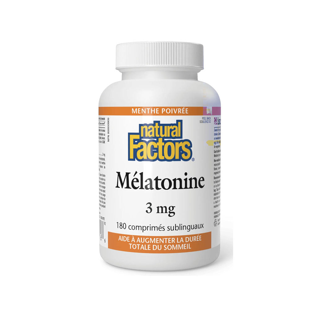natural factors mélatonine 3 mg 180 comprimés -La Boite à Grains