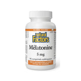 natural factors Melatonin 5 mg 90 sublingual tablets per grain box