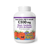 natural factors Vitamin C 500 mg Blueberry Raspberry and Boysenberry 90 chewable tablets from the grain box