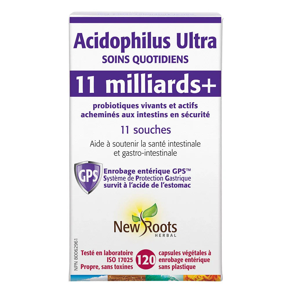 new roots herbal acidophilus ultra soins quotidiens 11 milliards 120 capsules végétales